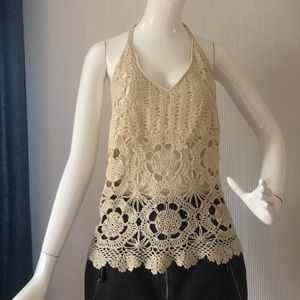 Comfy, crocheted, cream colored top